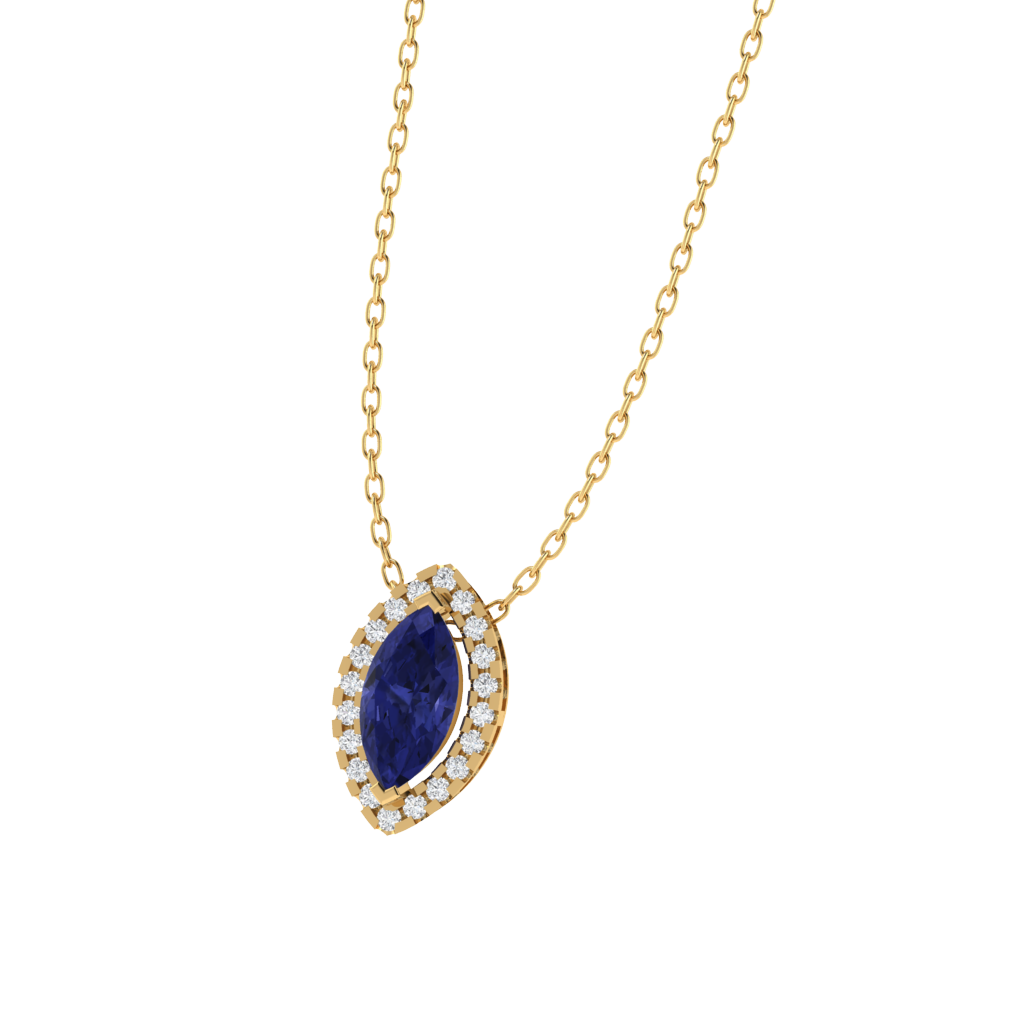 yellow gold plated sterling silver marquise shape tanzanite pendant