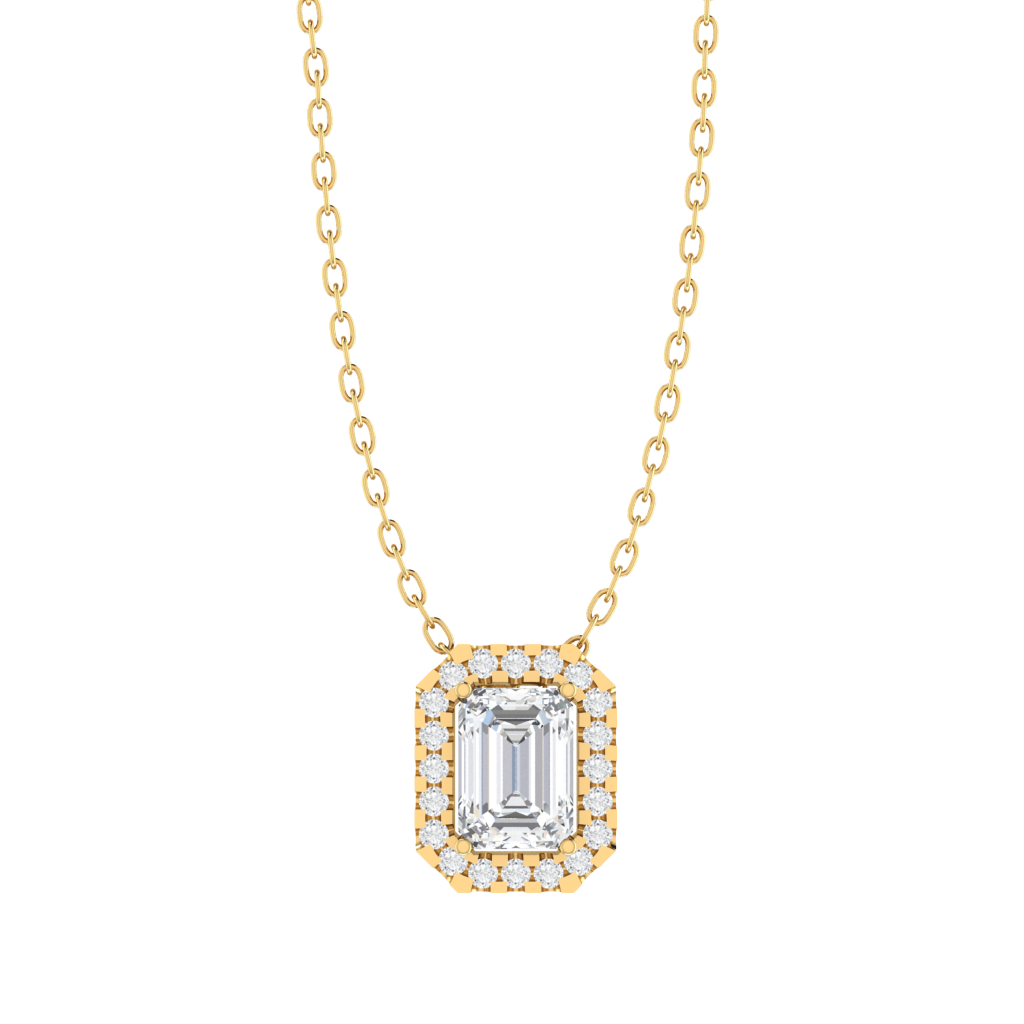 yellow gold plated sterling silver emerald shape cubic-zirconia pendant