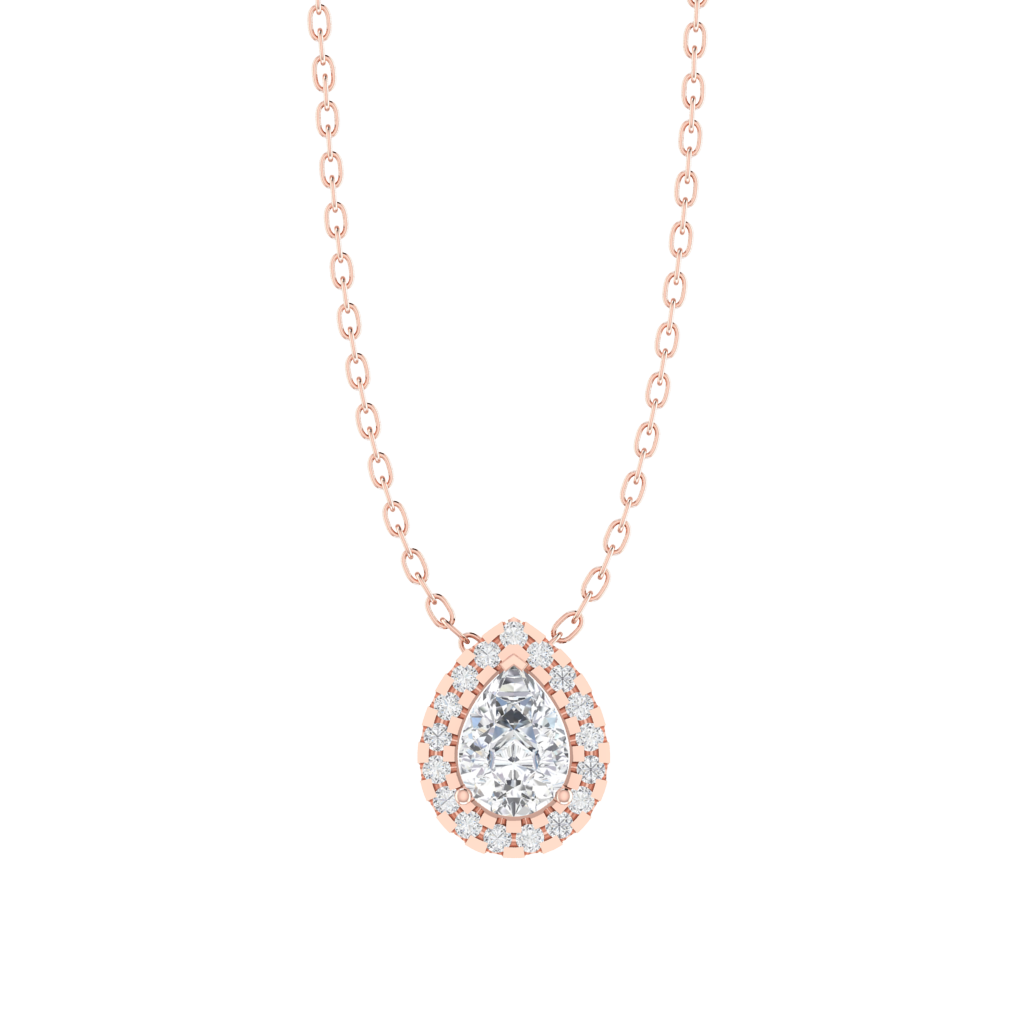 rose gold plated sterling silver pear shape cubic-zirconia pendant