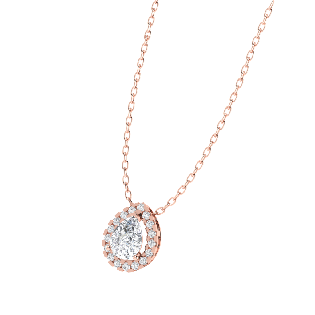 rose gold plated sterling silver pear shape cubic-zirconia pendant