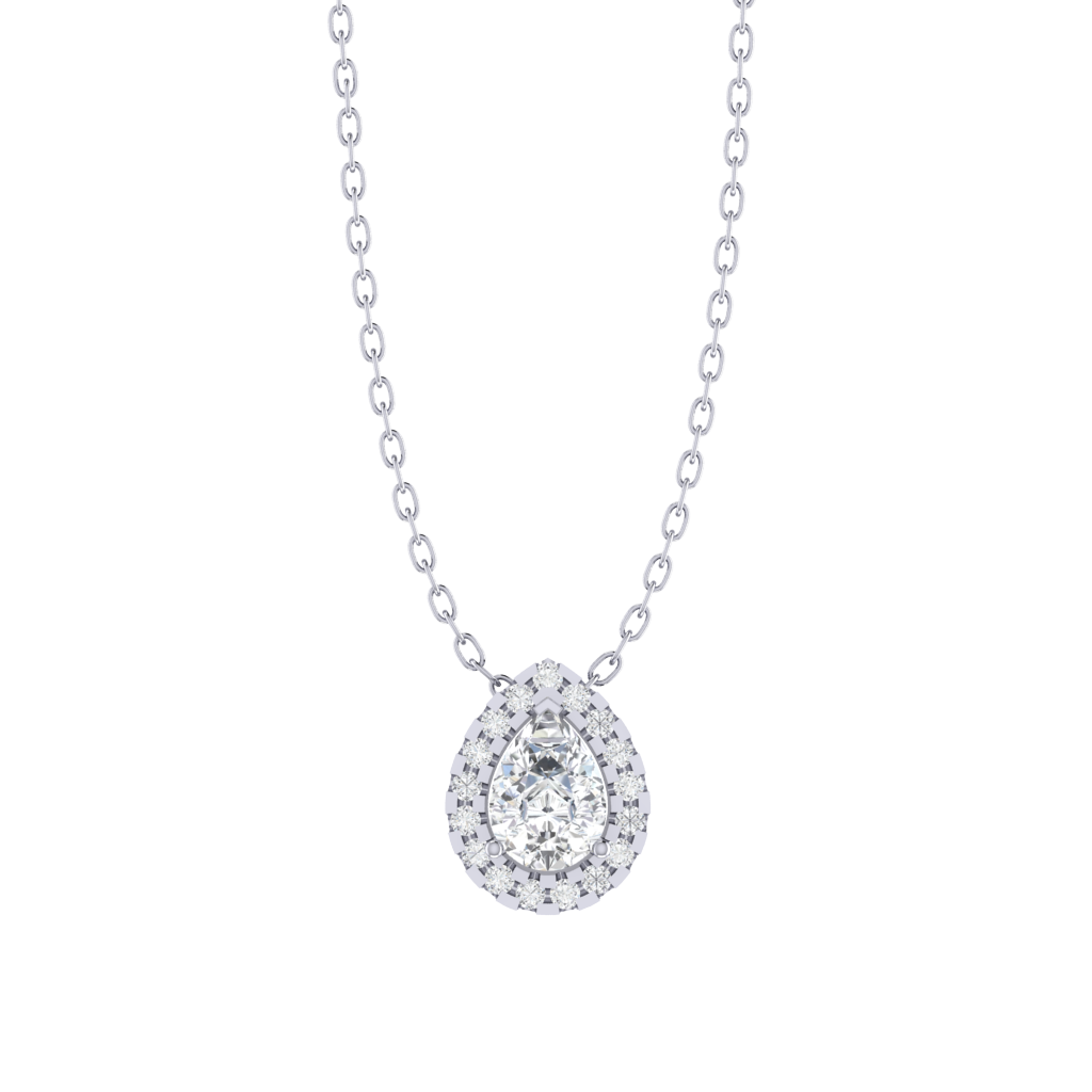 white gold plated sterling silver pear shape cubic-zirconia pendant