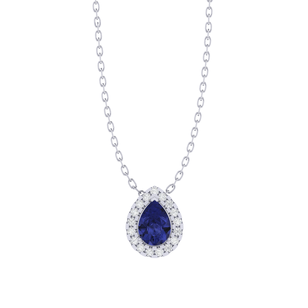 white gold plated sterling silver pear shape tanzanite pendant