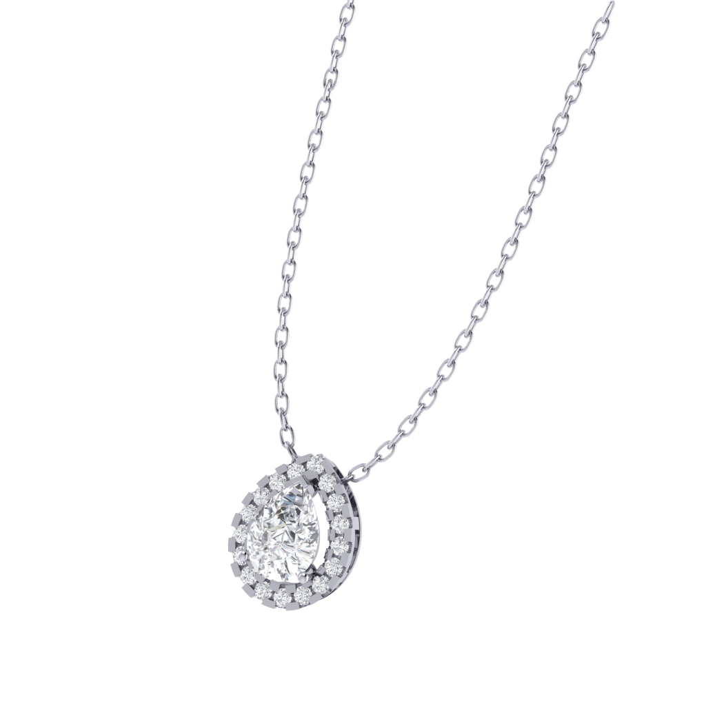 white gold plated sterling silver pear shape cubic-zirconia pendant