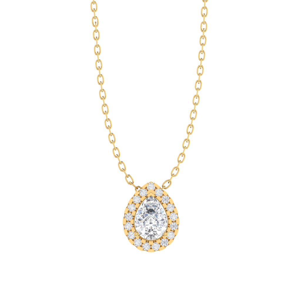 yellow gold plated sterling silver pear shape cubic-zirconia pendant