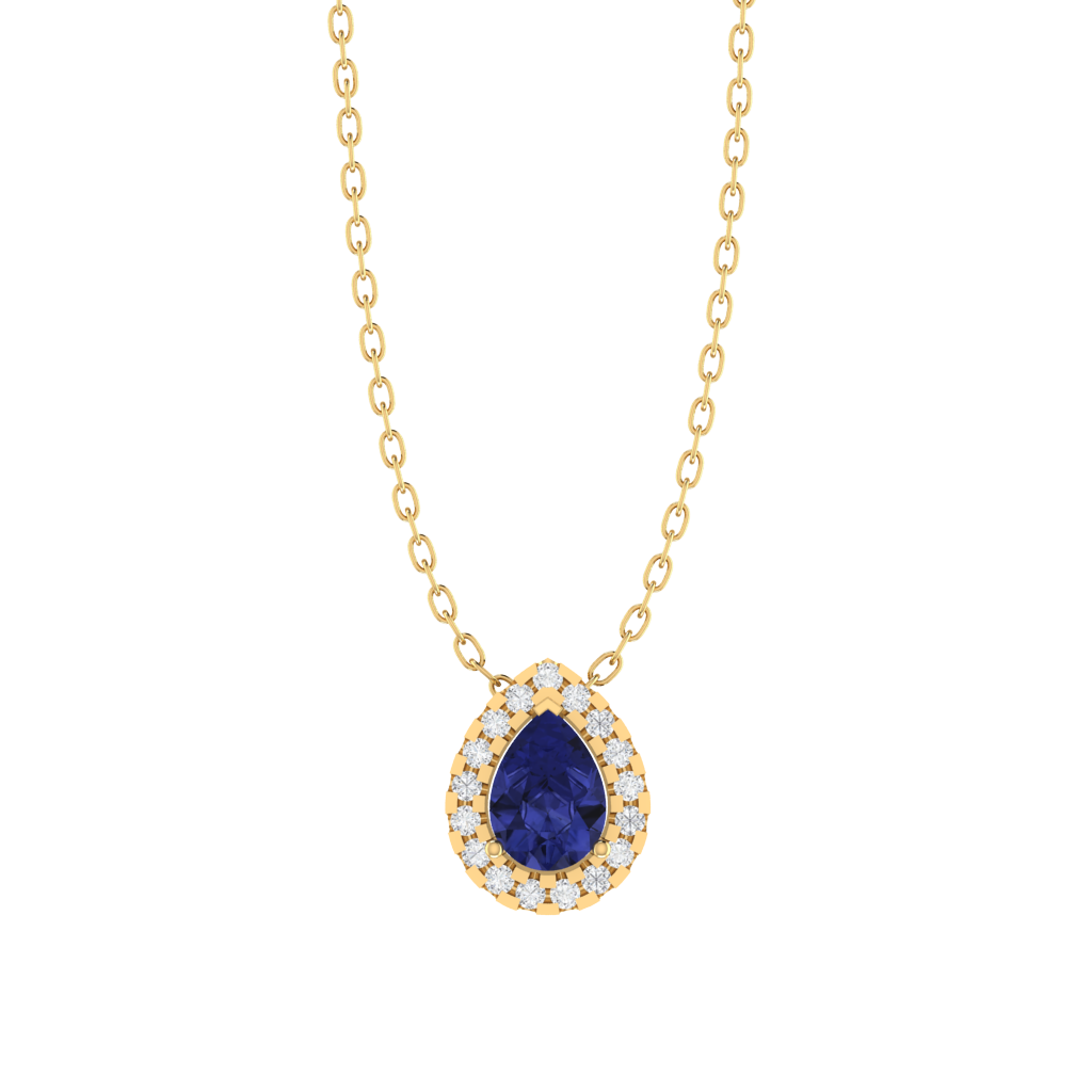 yellow gold plated sterling silver pear shape tanzanite pendant