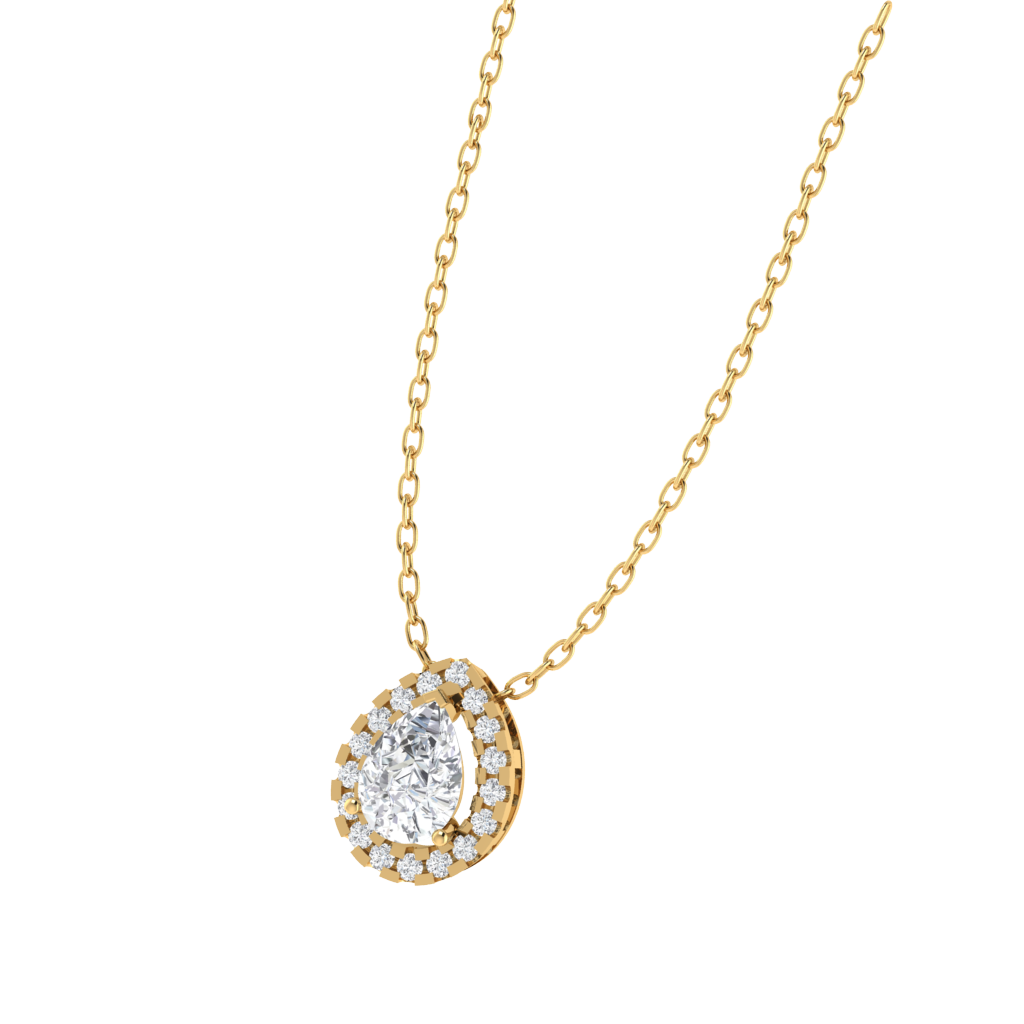 yellow gold plated sterling silver pear shape cubic-zirconia pendant