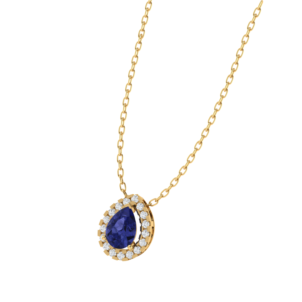 yellow gold plated sterling silver pear shape tanzanite pendant