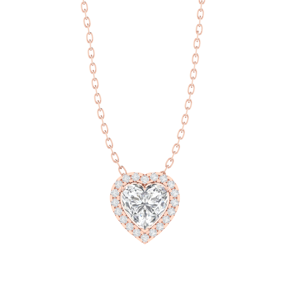 rose gold plated sterling silver heart shape cubic-zirconia pendant