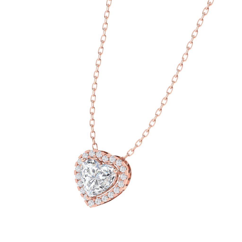 rose gold plated sterling silver heart shape cubic-zirconia pendant