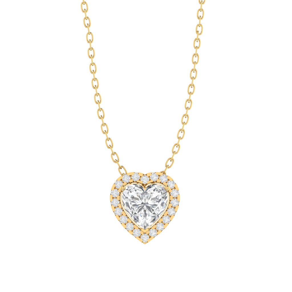 yellow gold plated sterling silver heart shape cubic-zirconia pendant