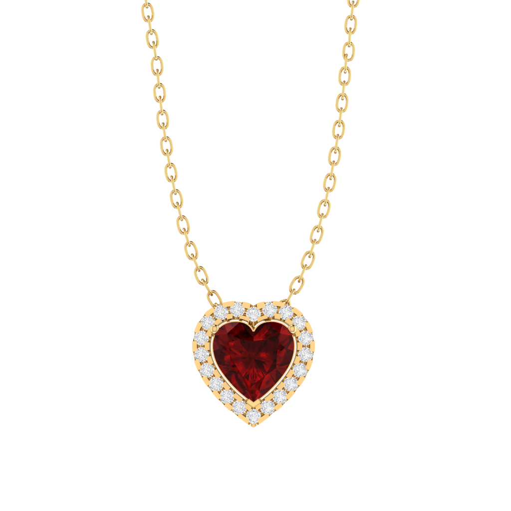 yellow gold plated sterling silver heart shape ruby pendant