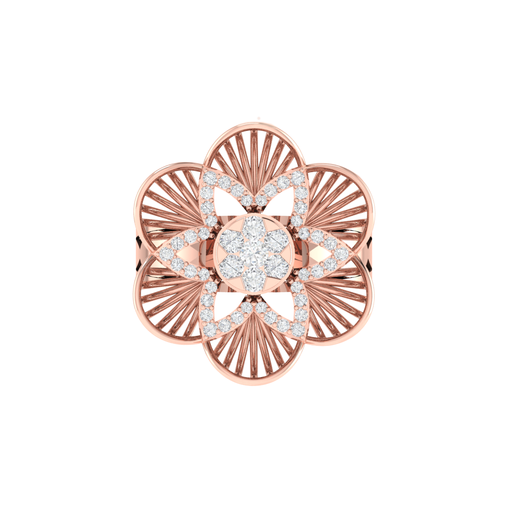 Diamtrendz 925 sterling silver rose gold plated cubic zirconia floral ring