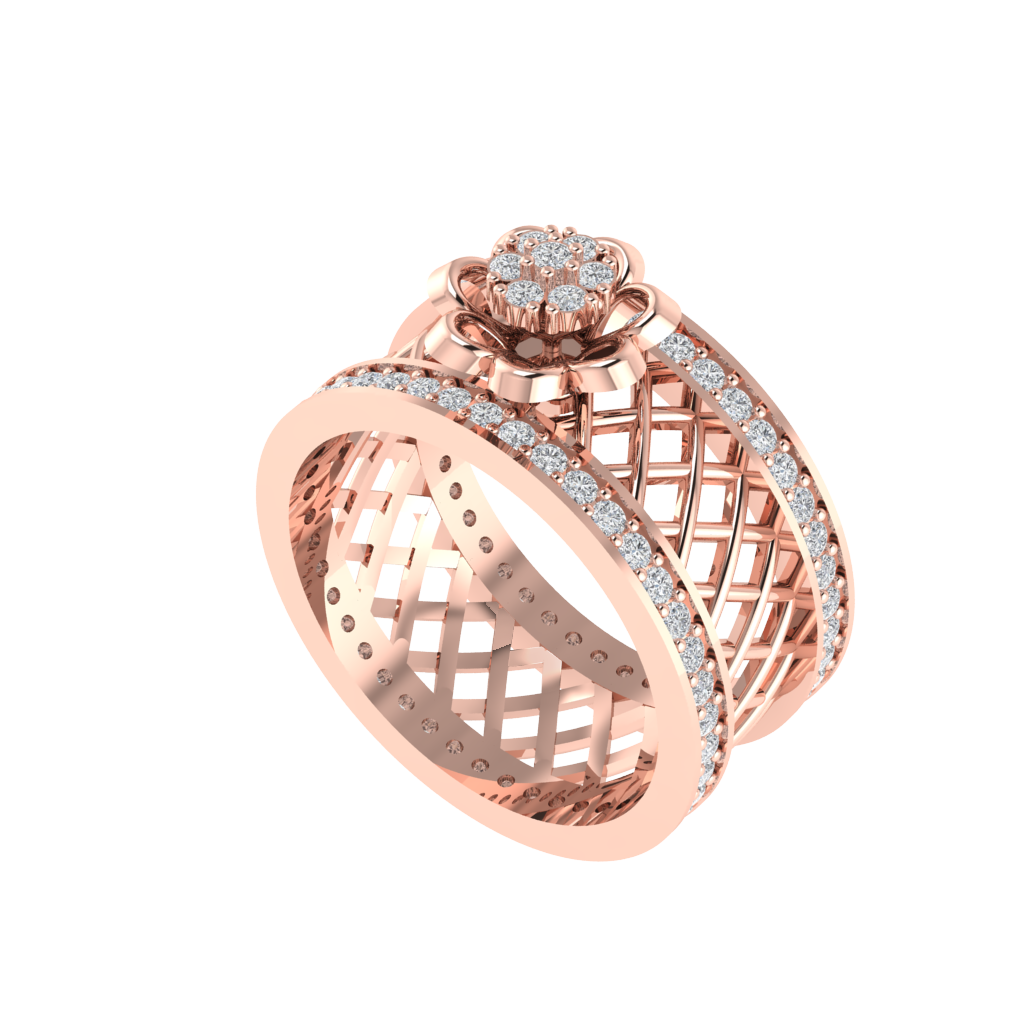 Diamtrendz 925 sterling silver rose gold plated cubic zirconia ring
