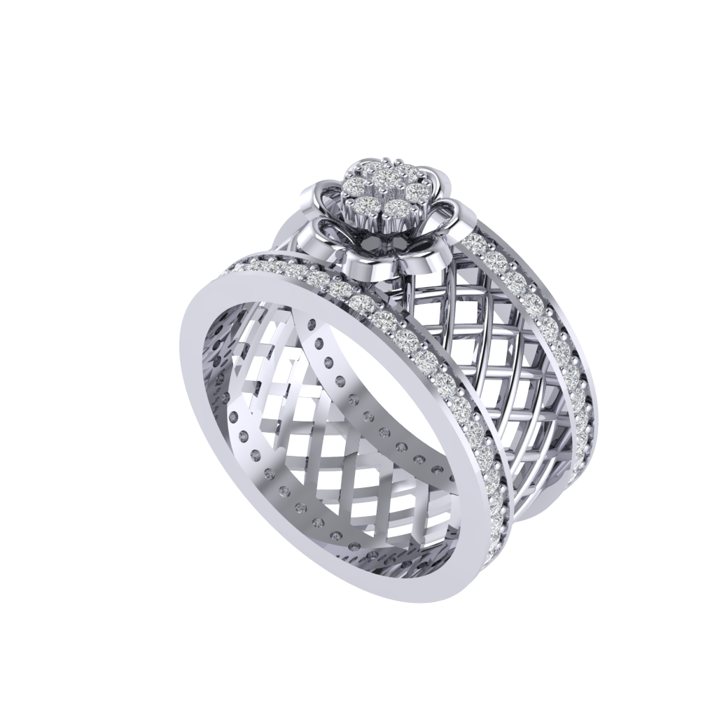 Diamtrendz 925 sterling silver white gold plated cubic zirconia ring