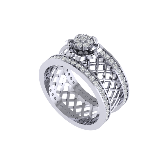 Diamtrendz 925 sterling silver white gold plated cubic zirconia ring