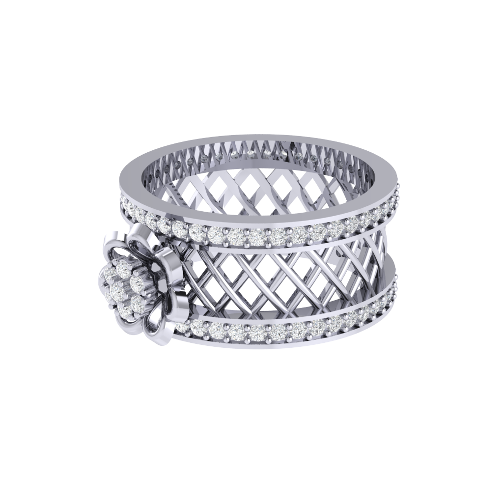 Diamtrendz 925 sterling silver white gold plated cubic zirconia ring