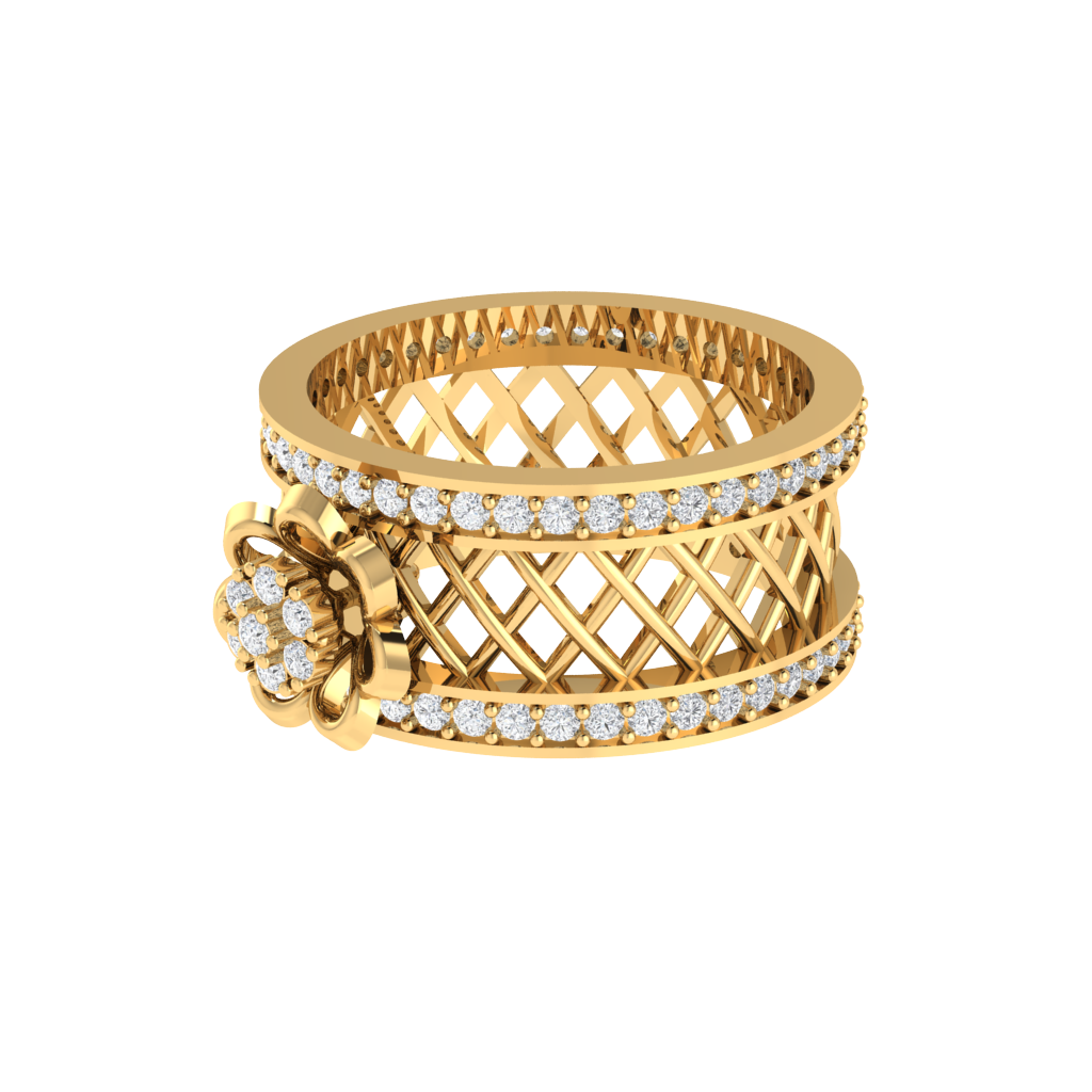 Diamtrendz 925 sterling silver yellow gold plated cubic zirconia ring