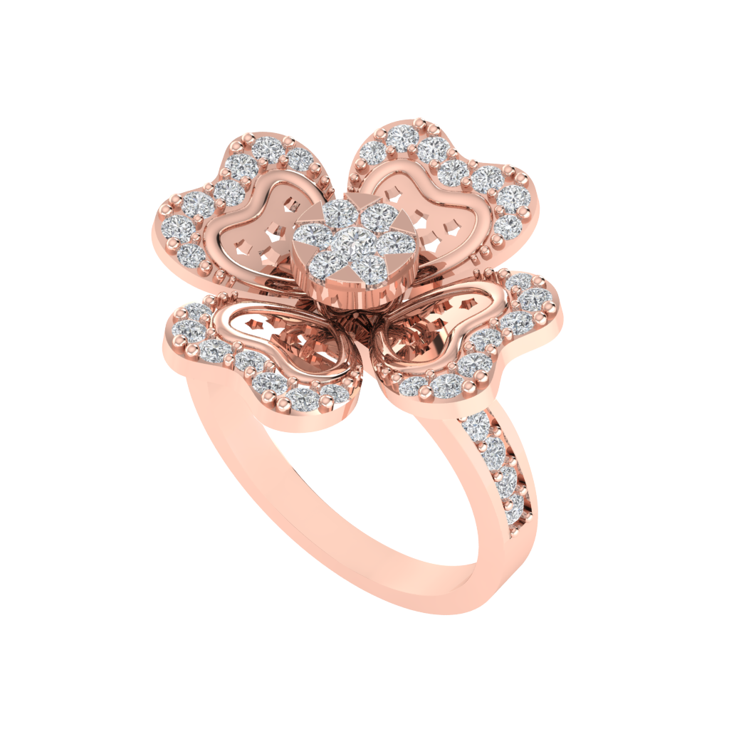 Diamtrendz 925 sterling silver rose gold plated cubic zirconia floral ring