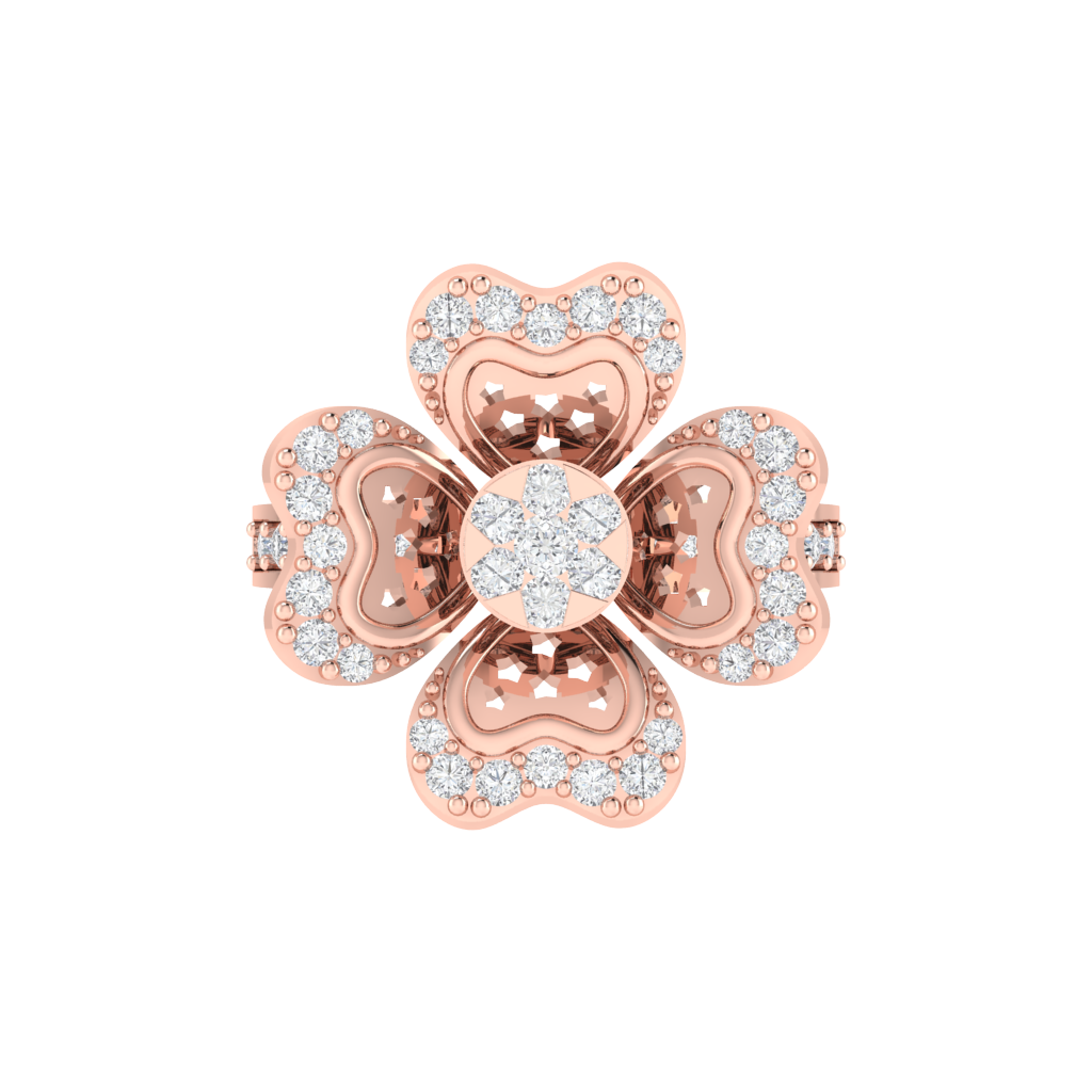 Diamtrendz 925 sterling silver rose gold plated cubic zirconia floral ring