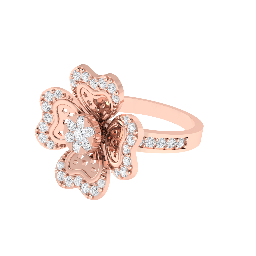Diamtrendz 925 sterling silver rose gold plated cubic zirconia floral ring