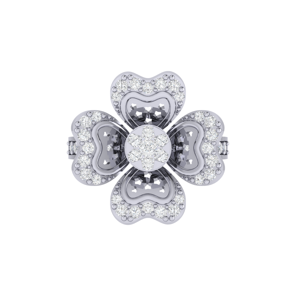 Diamtrendz 925 sterling silver white gold plated cubic zirconia floral ring