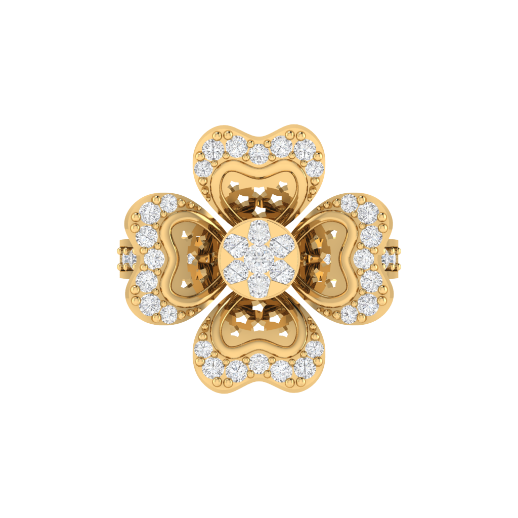 Diamtrendz 925 sterling silver yellow gold plated cubic zirconia floral ring