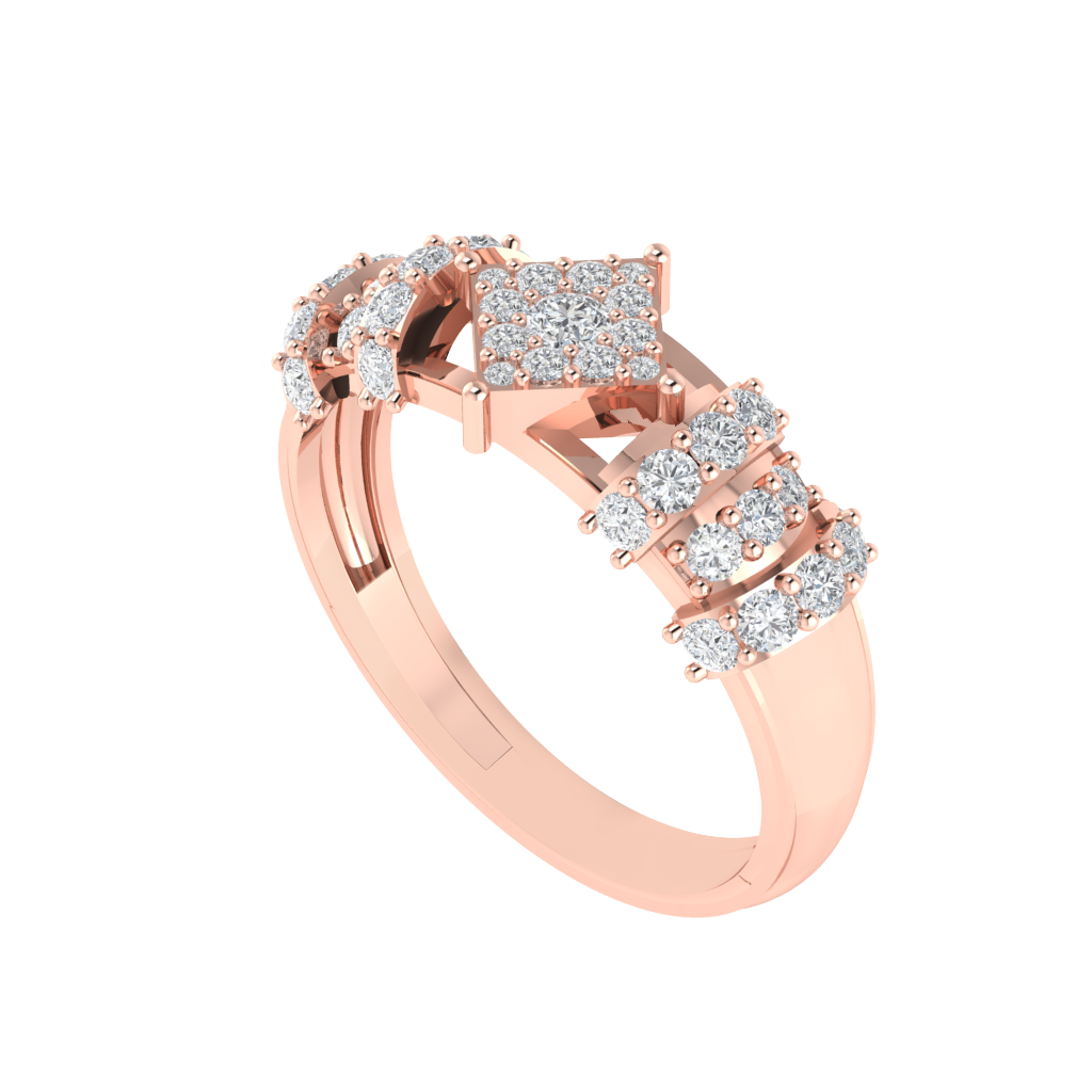 Diamtrendz 925 sterling silver rose gold plated cubic zirconia band ring