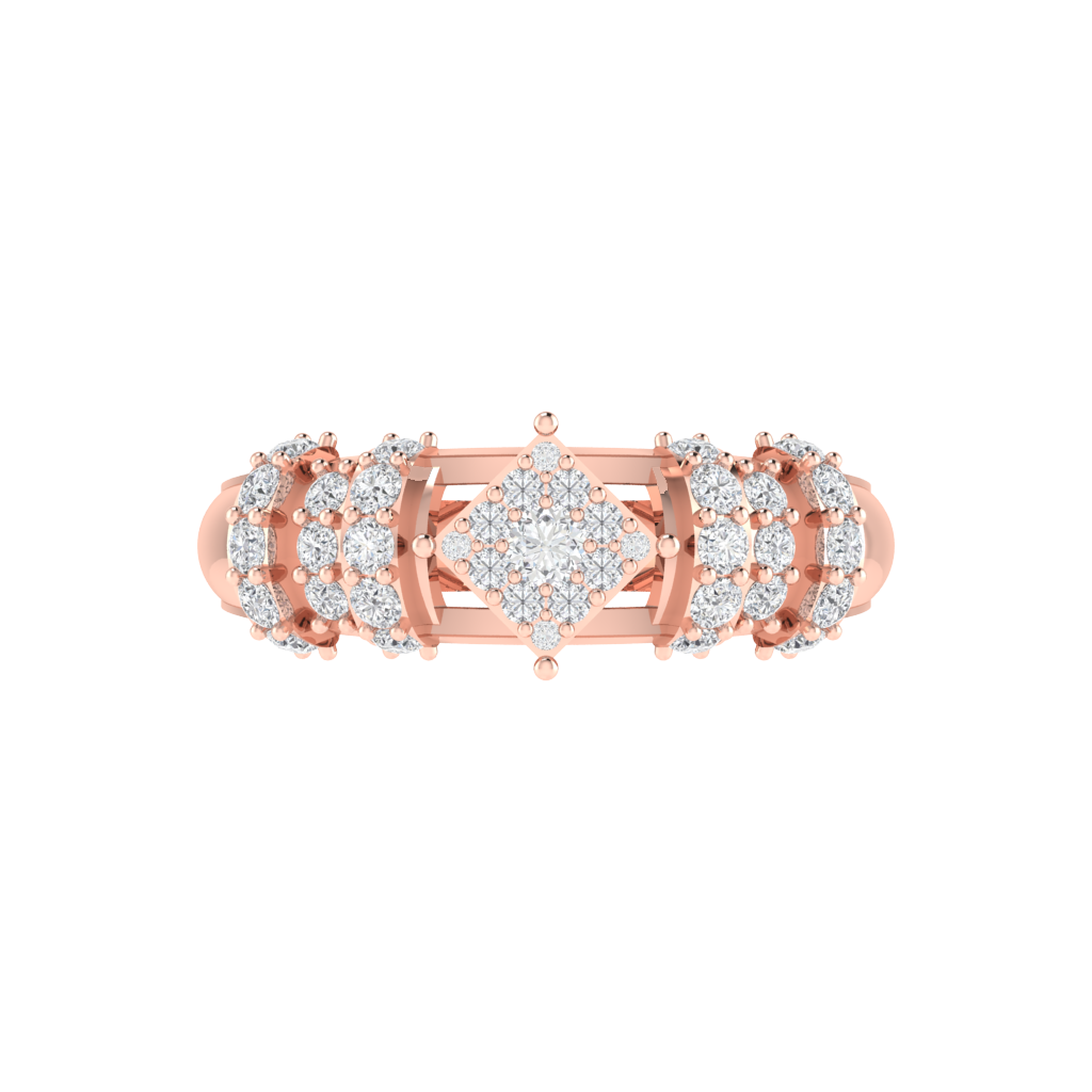 Diamtrendz 925 sterling silver rose gold plated cubic zirconia band ring