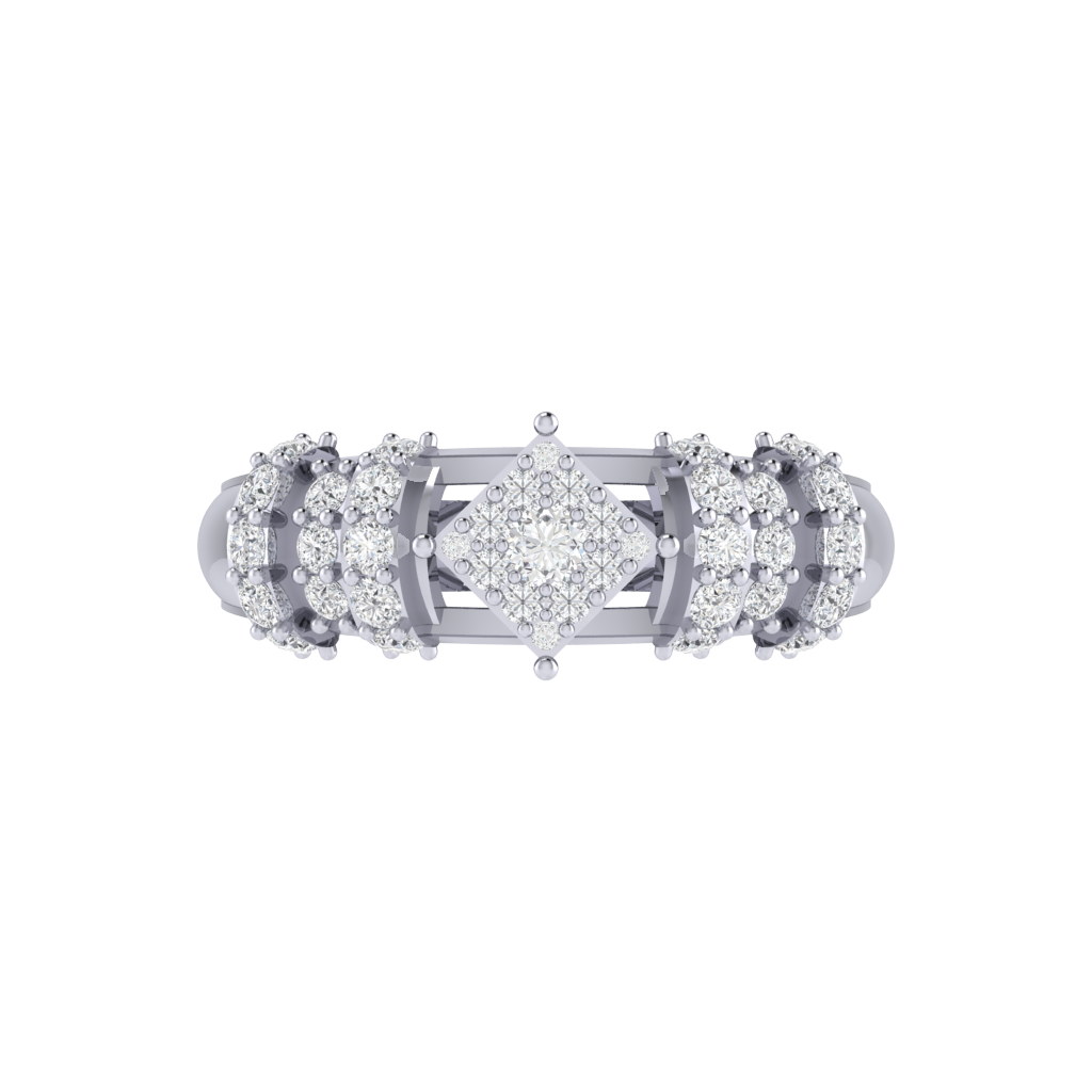 Diamtrendz 925 sterling silver white gold plated cubic zirconia band ring