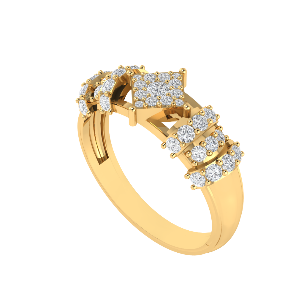 Diamtrendz 925 sterling silver yellow gold plated cubic zirconia band ring