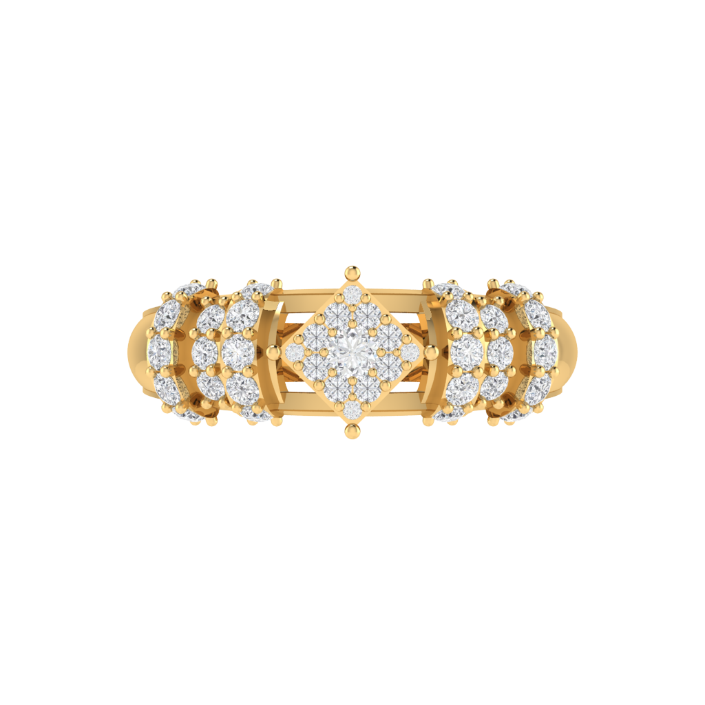 Diamtrendz 925 sterling silver yellow gold plated cubic zirconia band ring