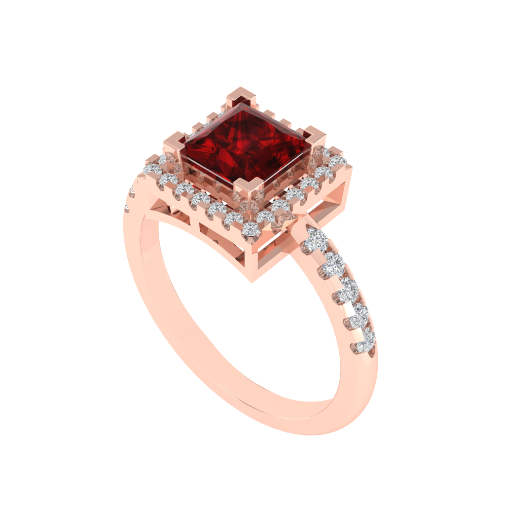 Diamtrendz 925 sterling silver rose gold plated solitaire ruby gemstone ring
