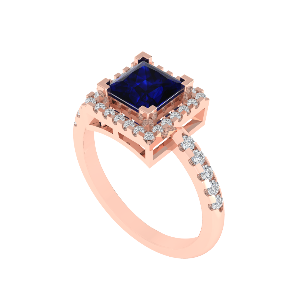 Diamtrendz 925 sterling silver rose gold plated solitaire sapphire gemstone ring