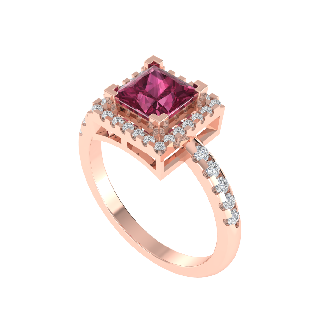 Diamtrendz 925 sterling silver rose gold plated solitaire tourmaline gemstone ring