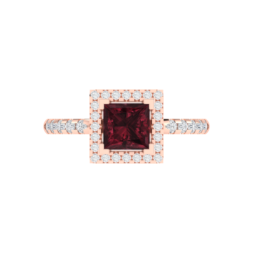 Diamtrendz 925 sterling silver rose gold plated solitaire garnet gemstone ring