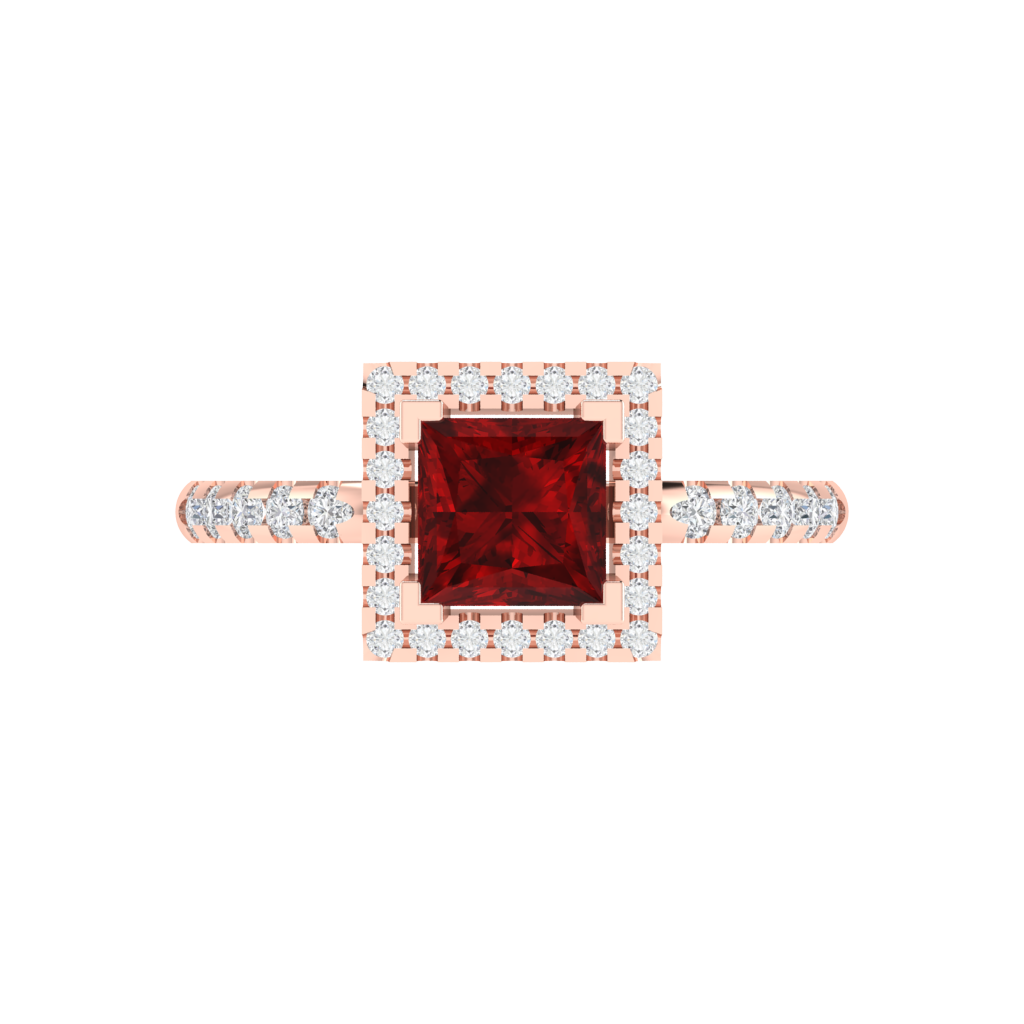 Diamtrendz 925 sterling silver rose gold plated solitaire ruby gemstone ring