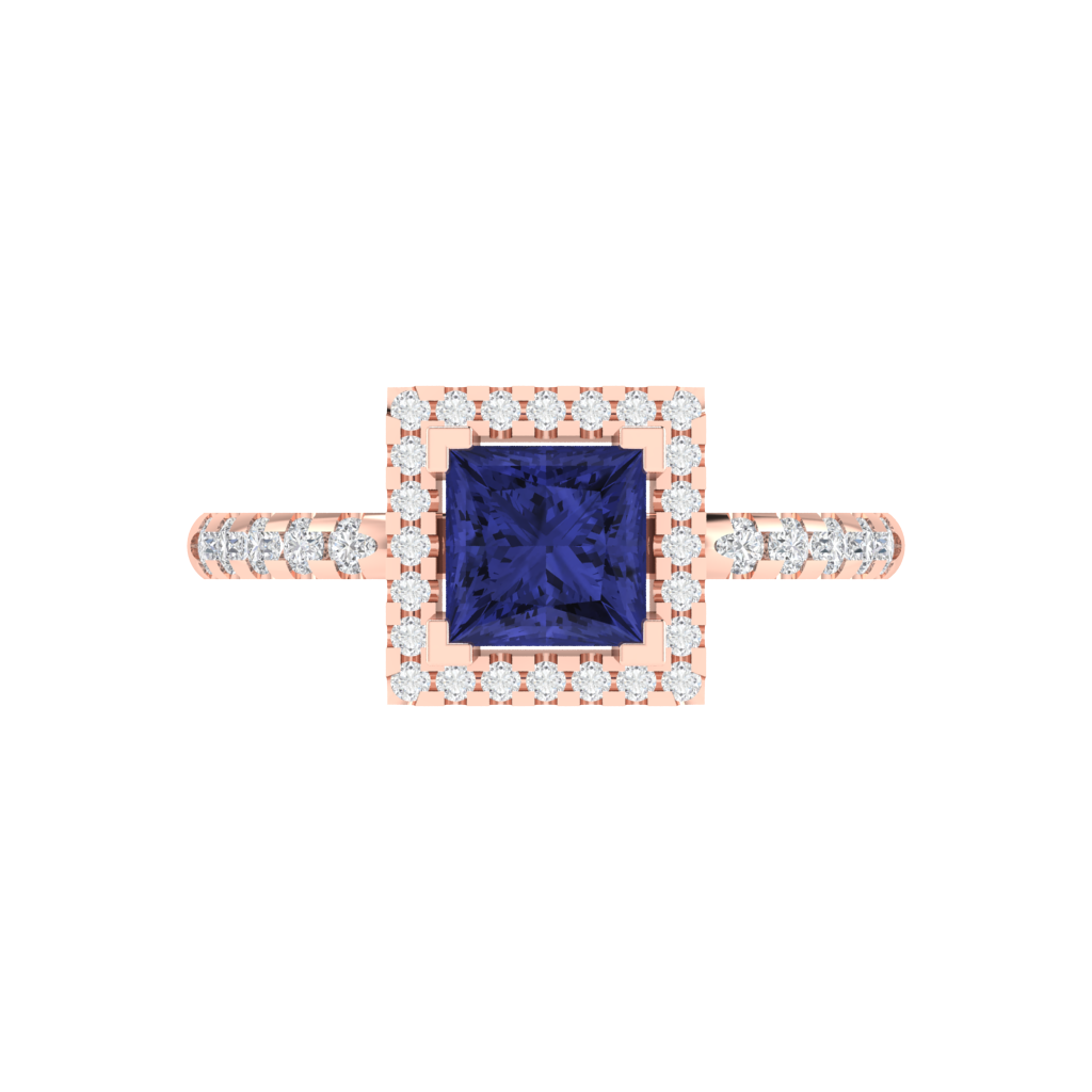 Diamtrendz 925 sterling silver rose gold plated solitaire tanzanite gemstone ring