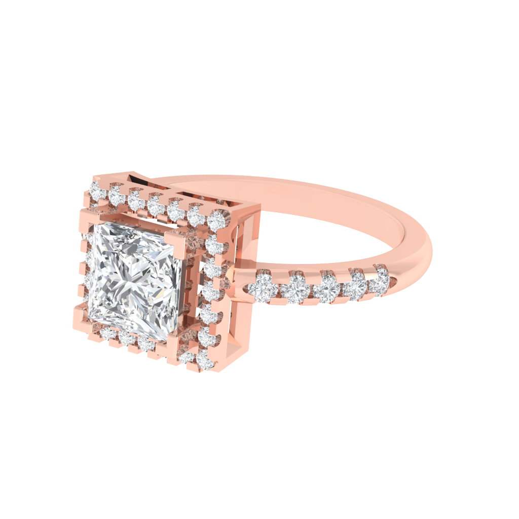 Diamtrendz 925 sterling silver rose gold plated solitaire cubic zirconia gemstone ring