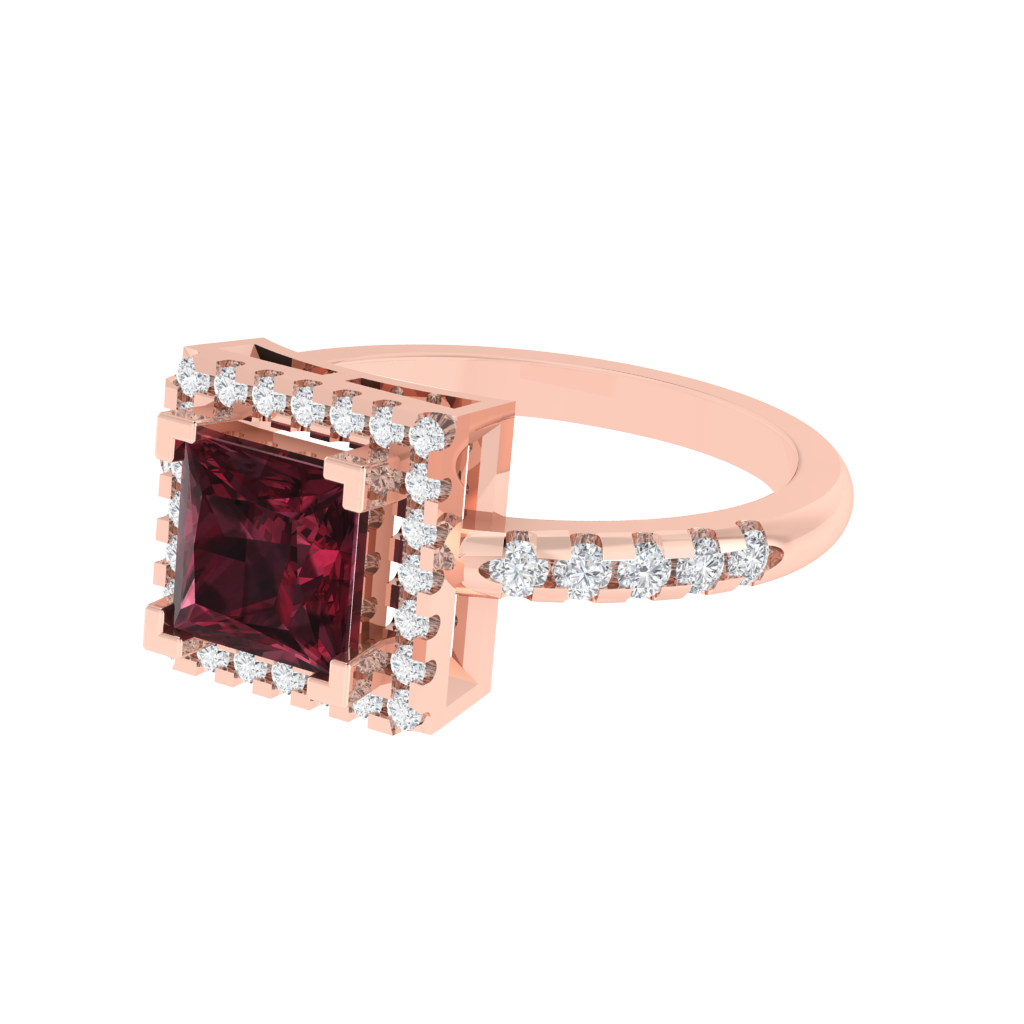 Diamtrendz 925 sterling silver rose gold plated solitaire garnet gemstone ring