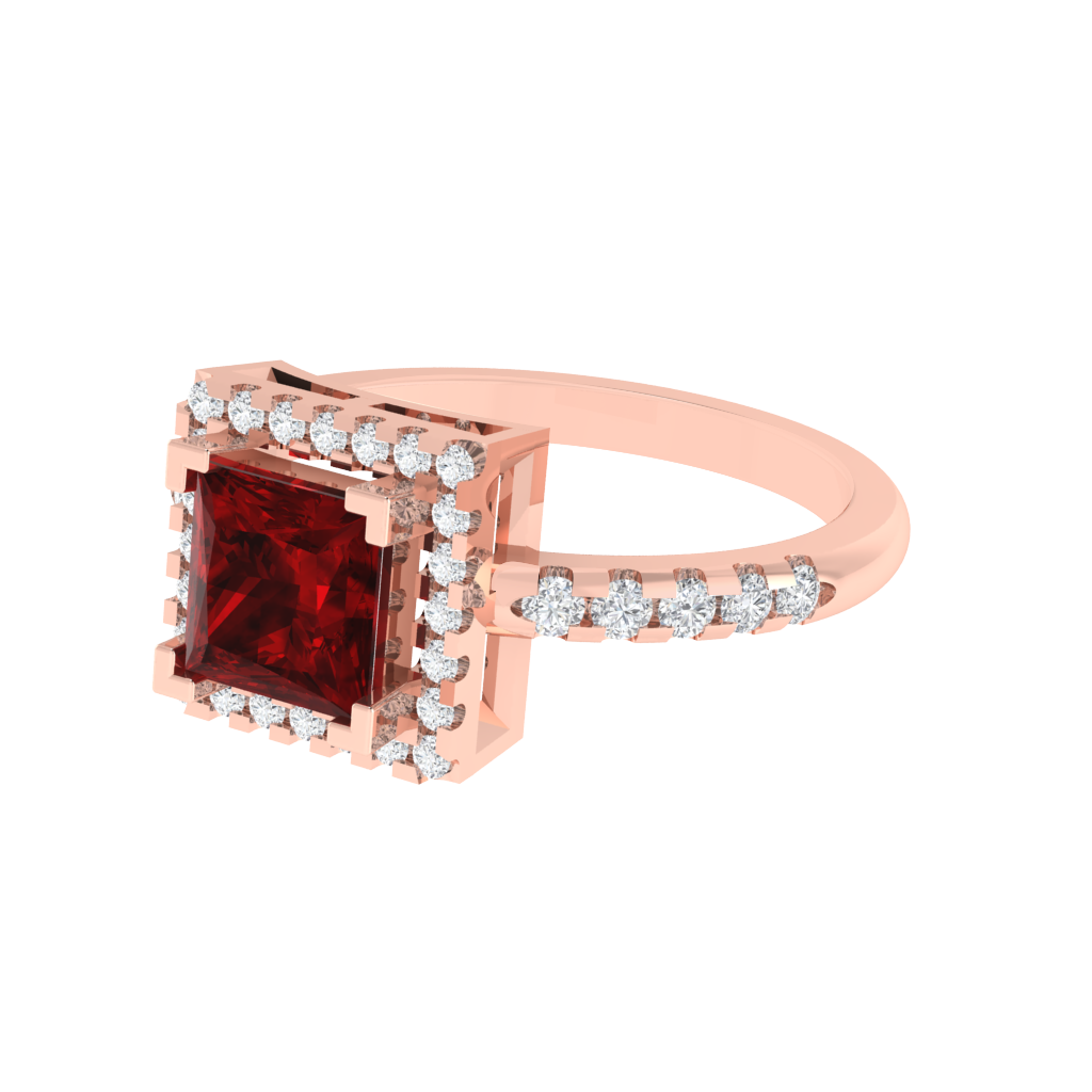 Diamtrendz 925 sterling silver rose gold plated solitaire ruby gemstone ring
