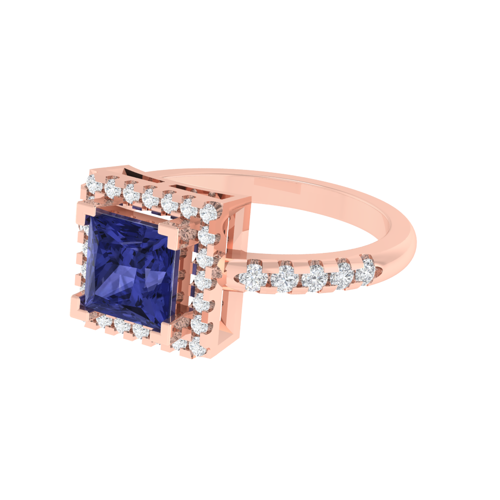 Diamtrendz 925 sterling silver rose gold plated solitaire tanzanite gemstone ring