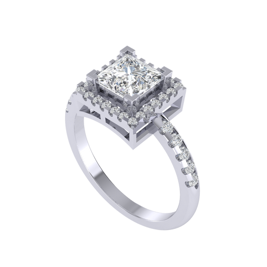 Diamtrendz 925 sterling silver white gold plated solitaire cubic zirconia gemstone ring