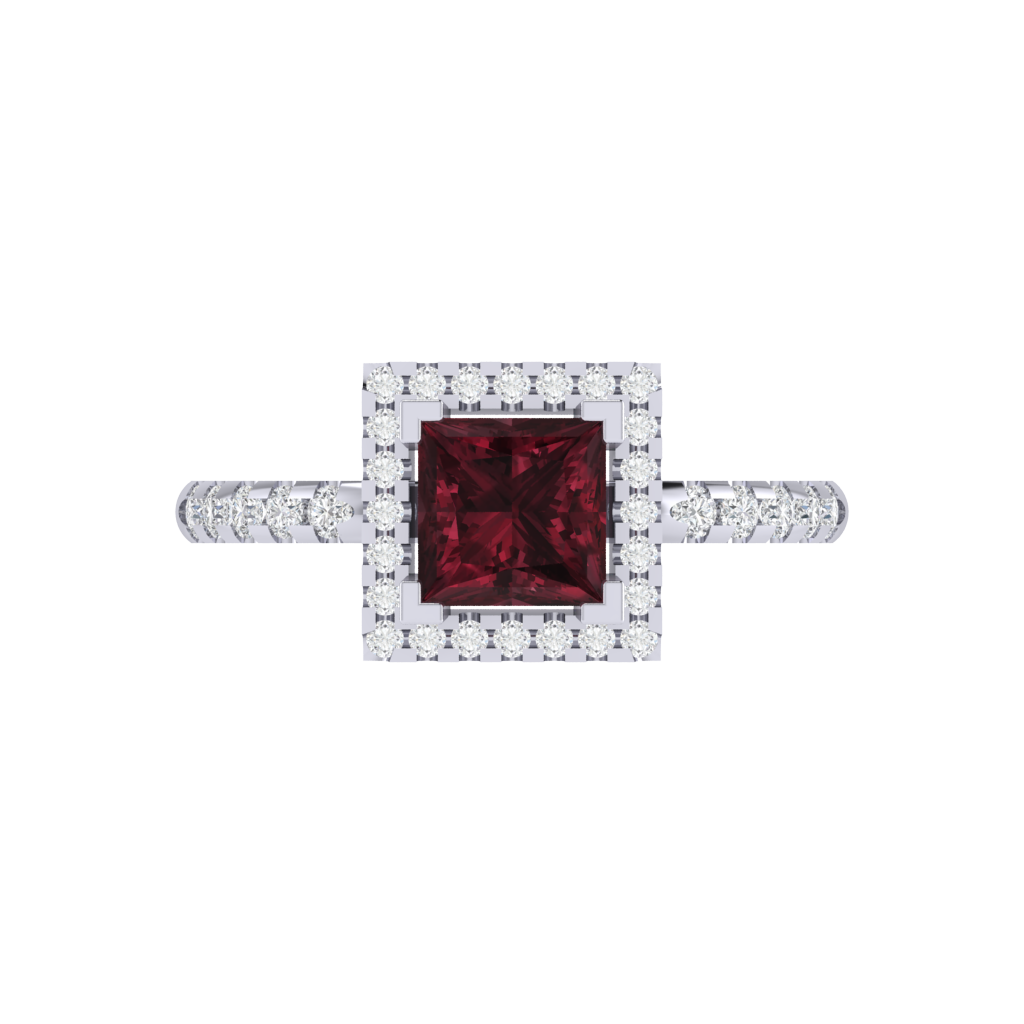 Diamtrendz 925 sterling silver white gold plated solitaire garnet gemstone ring