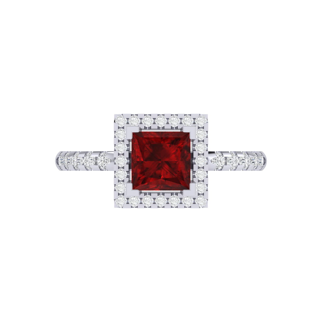 Diamtrendz 925 sterling silver white gold plated solitaire ruby gemstone ring