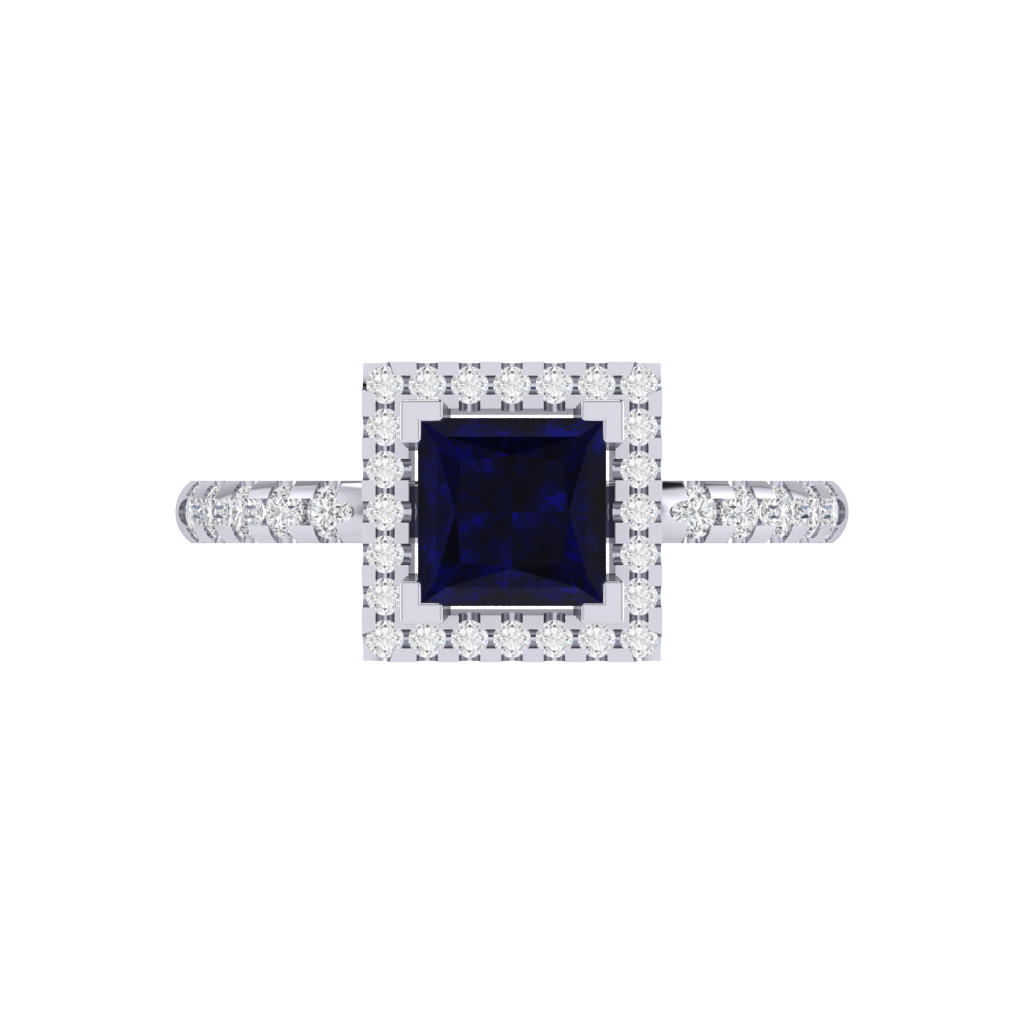 Diamtrendz 925 sterling silver white gold plated solitaire sapphire gemstone ring