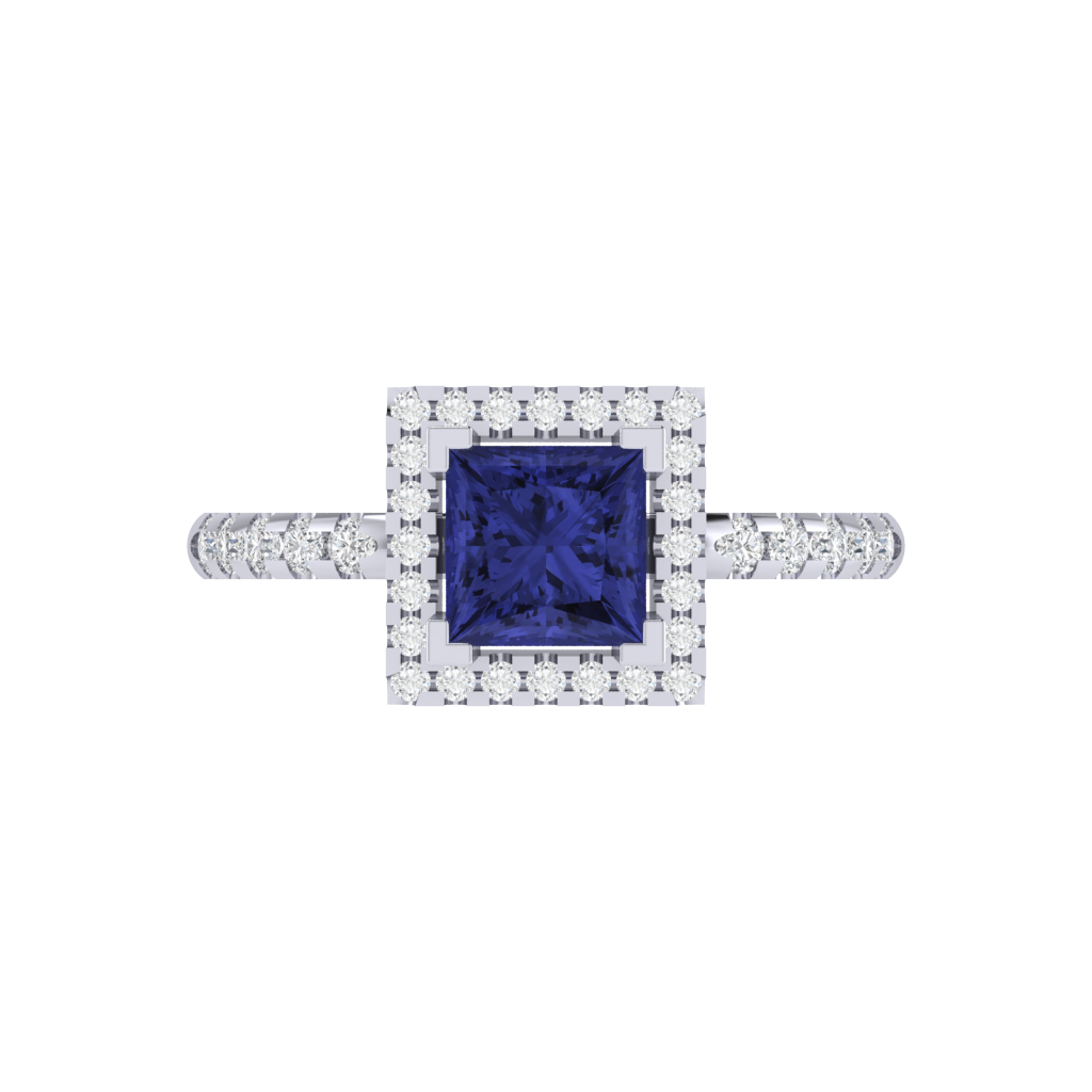 Diamtrendz 925 sterling silver white gold plated solitaire tanzanite gemstone ring