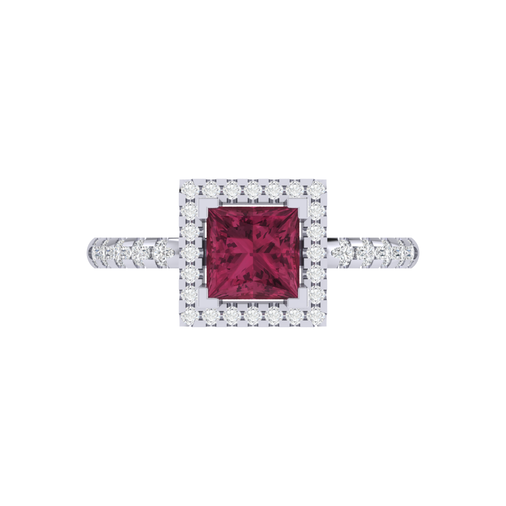 Diamtrendz 925 sterling silver white gold plated solitaire tourmaline gemstone ring