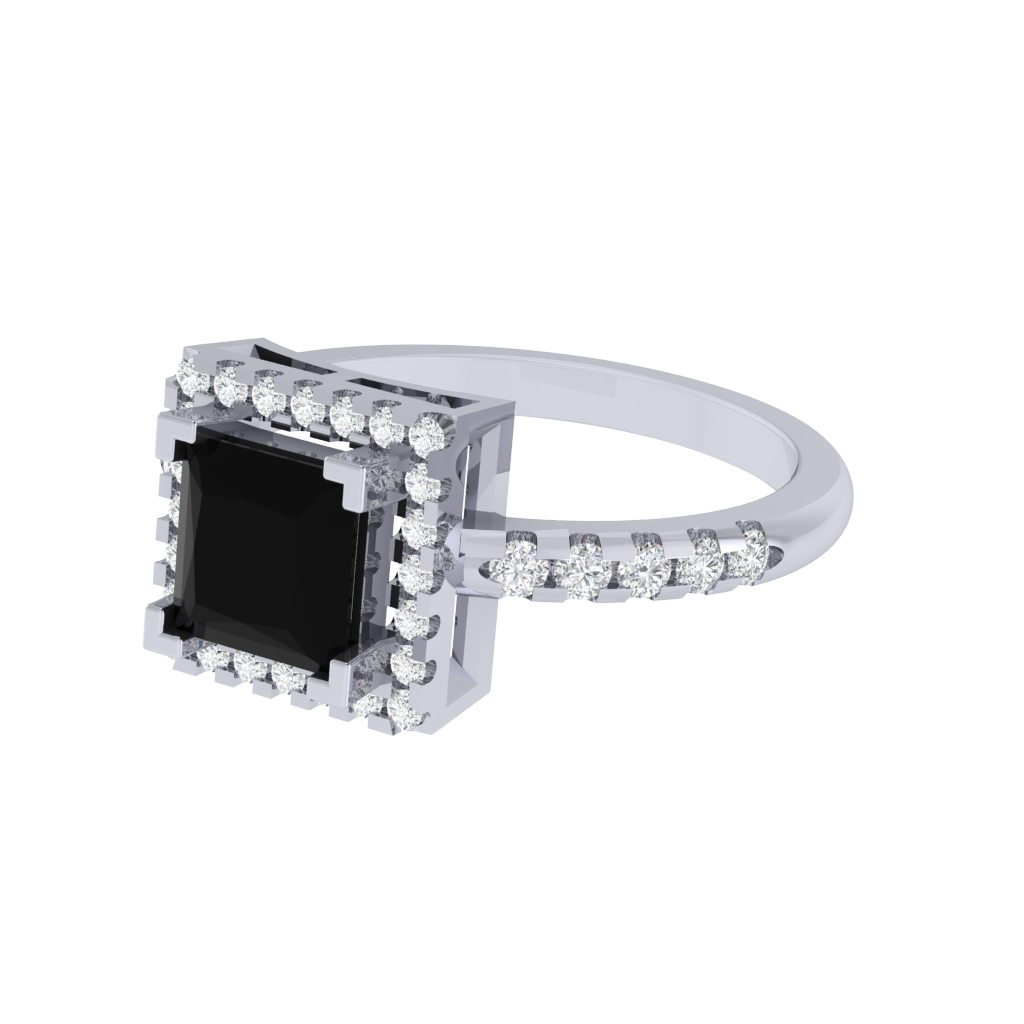 Diamtrendz 925 sterling silver yellow gold plated solitaire black diamond ring
