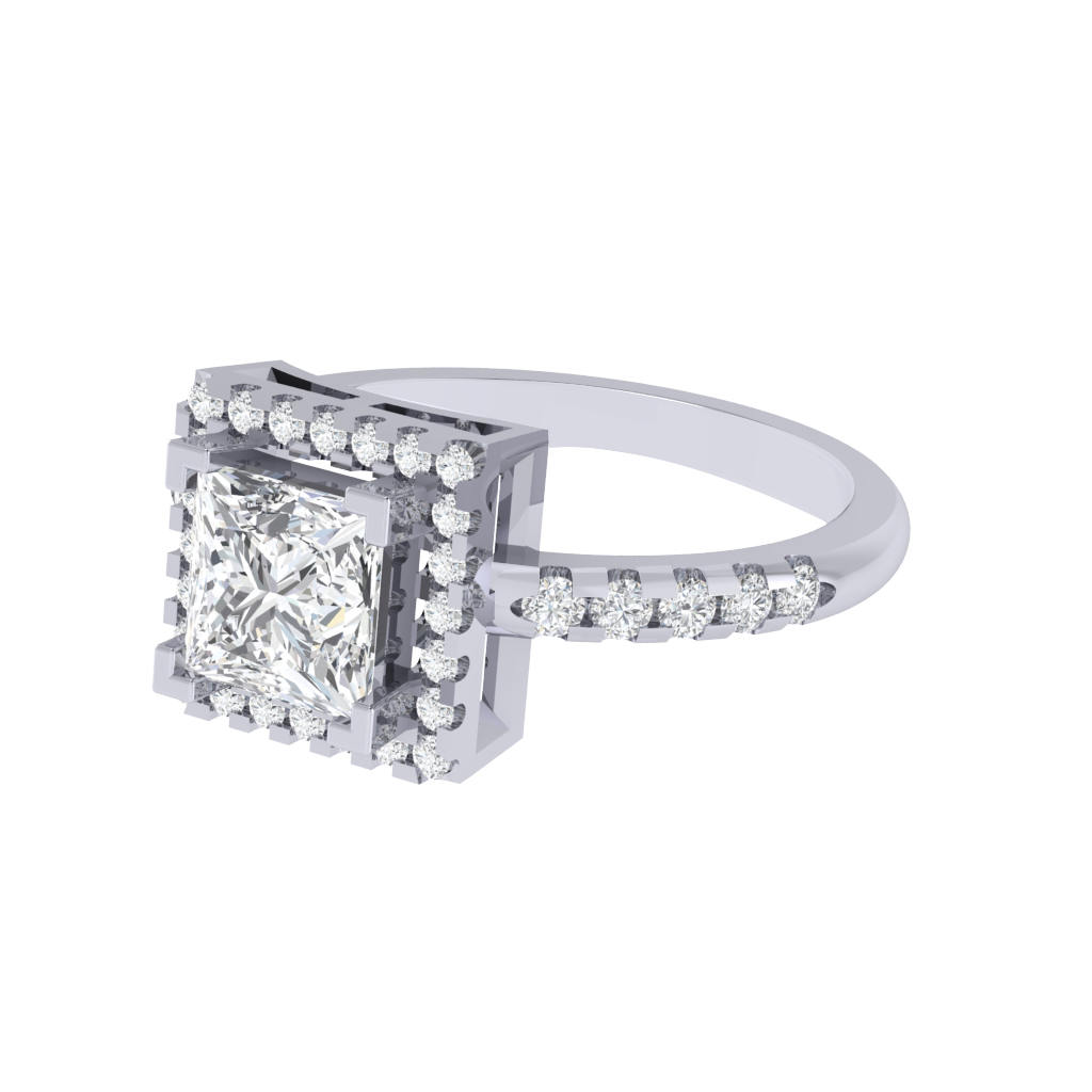 Diamtrendz 925 sterling silver white gold plated solitaire cubic zirconia gemstone ring