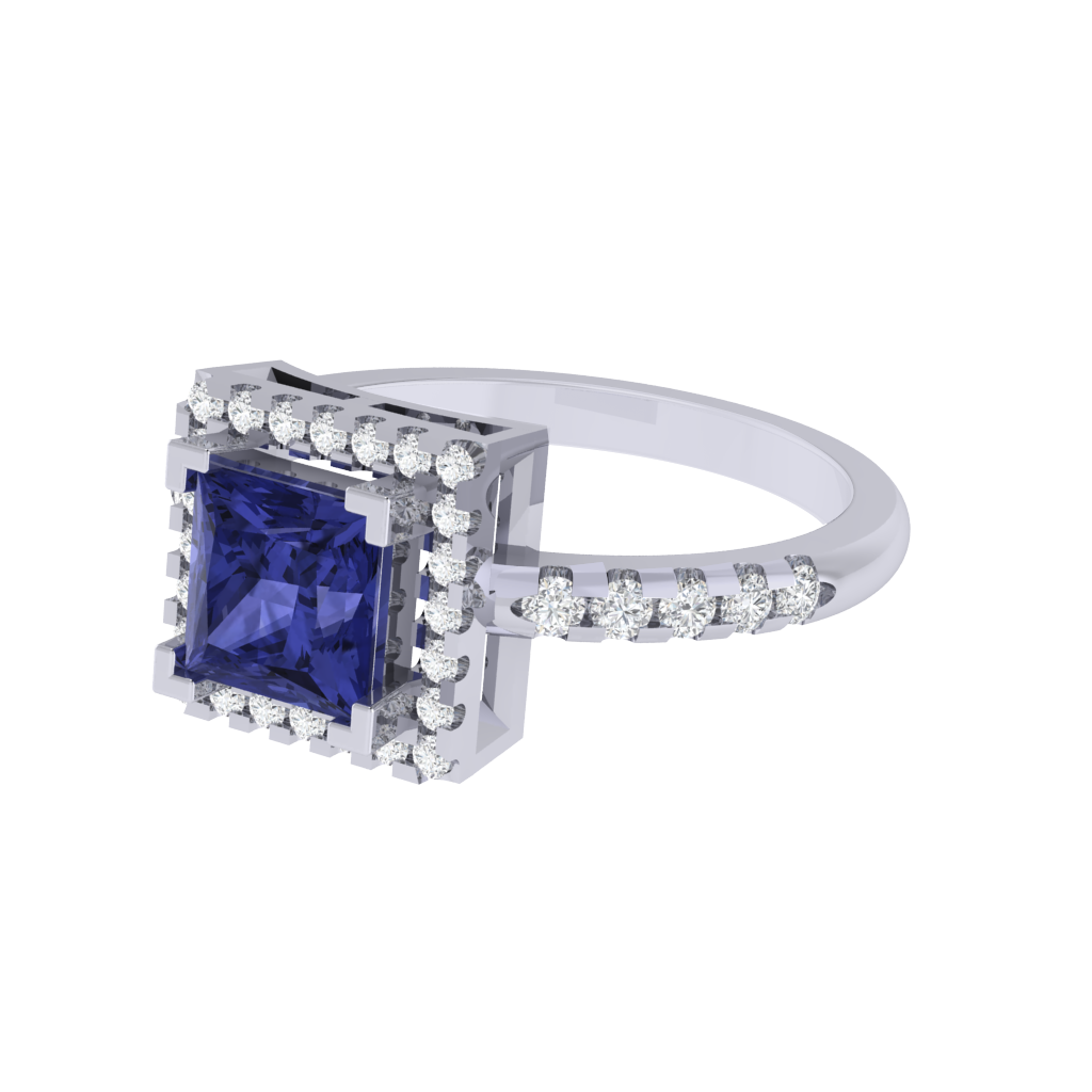 Diamtrendz 925 sterling silver white gold plated solitaire tanzanite gemstone ring